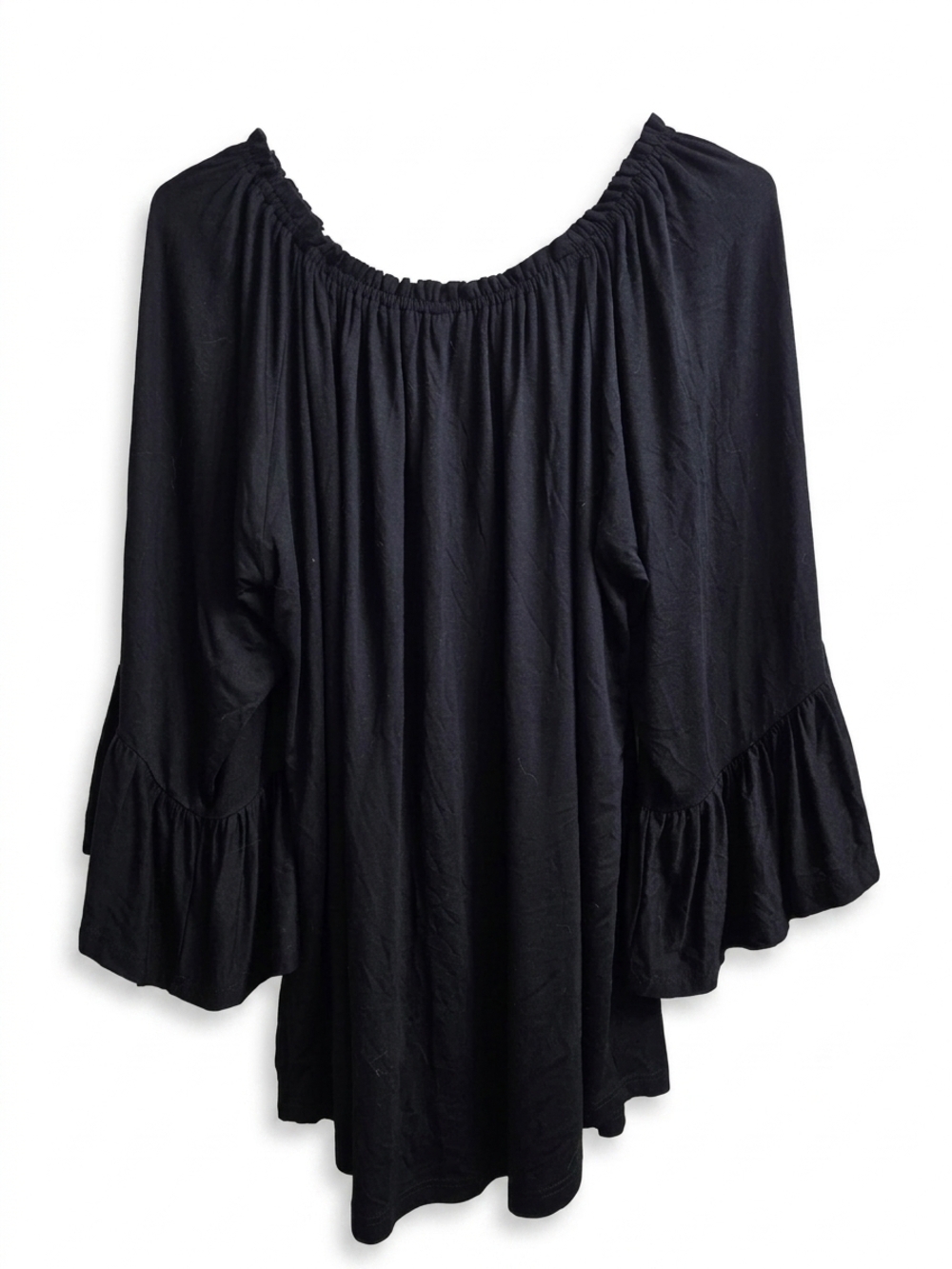 NWT Cupio Black Off-The-Shoulder Ruffle Sleeve Blouse | Size XL